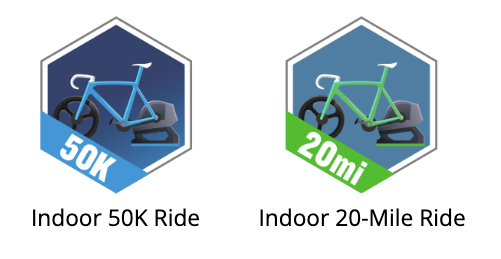 Example of Garmin badges earned from Peloton workouts